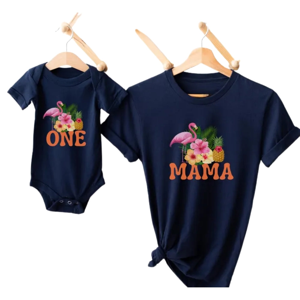 Custom Flamingo Tropical First Birthday Matching Family T Shirt, Personalized Flamingo Birthday Family Shirts ET1068