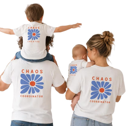 Chaos Creator Chaos Coordinator Flower Matching Dad Son T Shirt, Retro Flower Funny Matching Shirt For Dad And Child ET0972