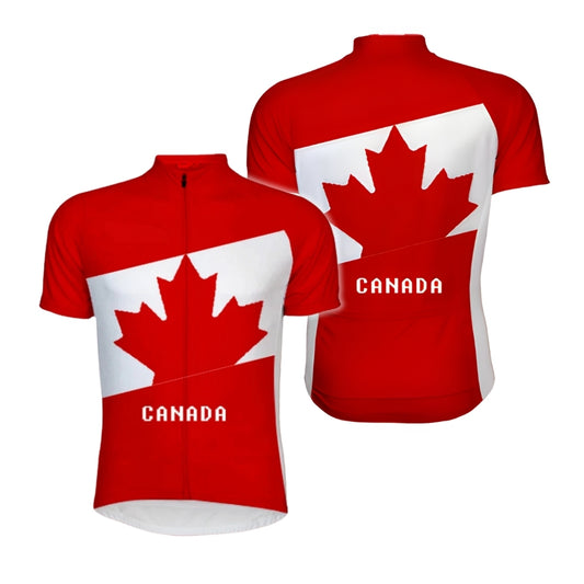 Red And White Canada Men's Cycling Short Sleeve Jersey, Canada Cycling Jerseys For Mens CZ0102