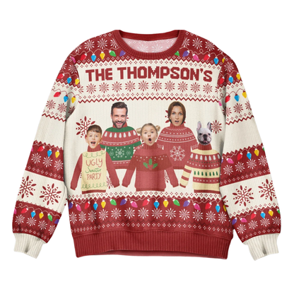 Custom Photo Family Ugly Christmas Sweatshirt, Custom Funny Xmas Sweatshirt Family 2D1069
