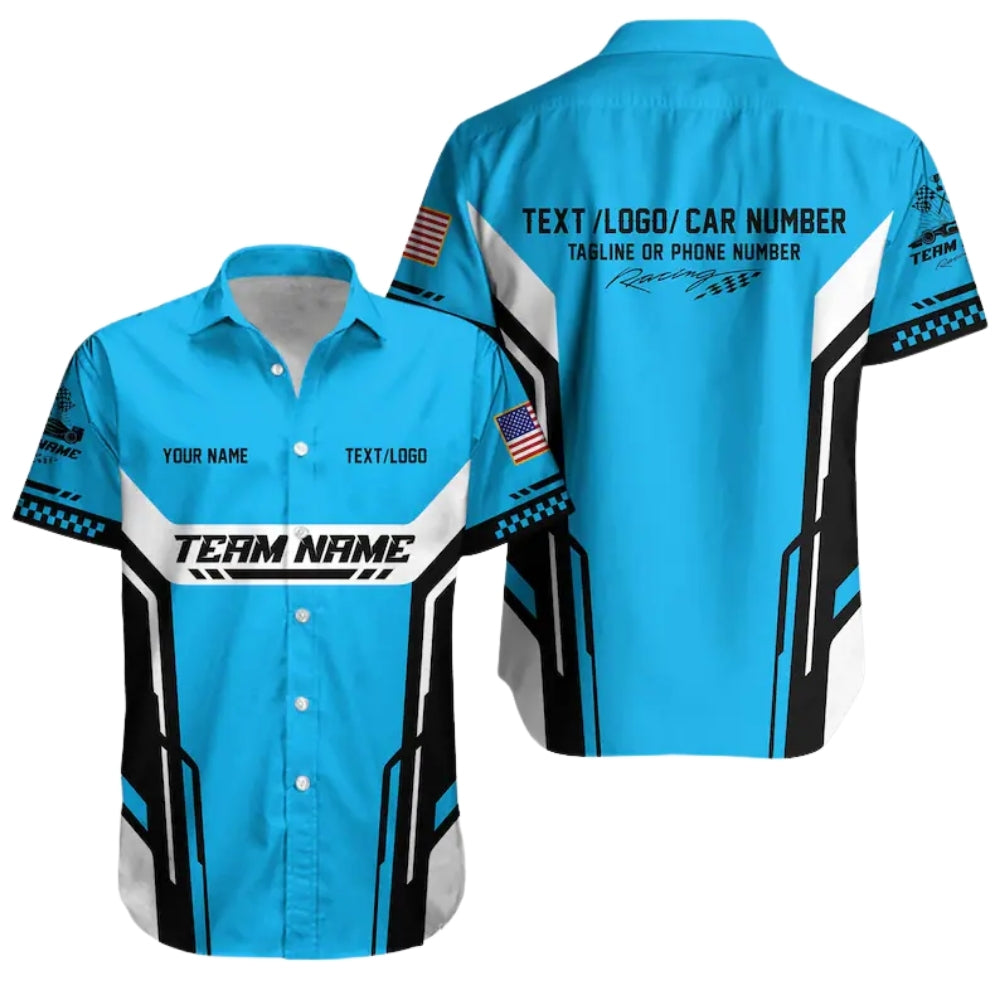 Personalized Racing Car Hawaiian Shirt, Custom Team Race Car Uniform HE0217