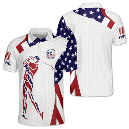 250th Anniversary 1776-2026 US Flag Golf Polo Shirt For Men, 4th Of July Golf Shirts GM0443