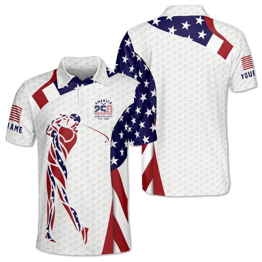 250th Anniversary 1776-2026 US Flag Golf Polo Shirt For Men, 4th Of July Golf Shirts GM0443