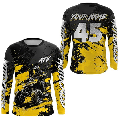 Custom ATV Racing Motocross Long Sleeve Jersey For Men, Custom Black And Cyan ATV Shirts MZ0099