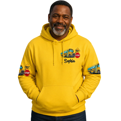 I Get Paid By The Hour We Can Sit Here All Day Custom School Bus Hoodie Yellow, Custom Funny School Bus Hoodie For Driver 2D1266