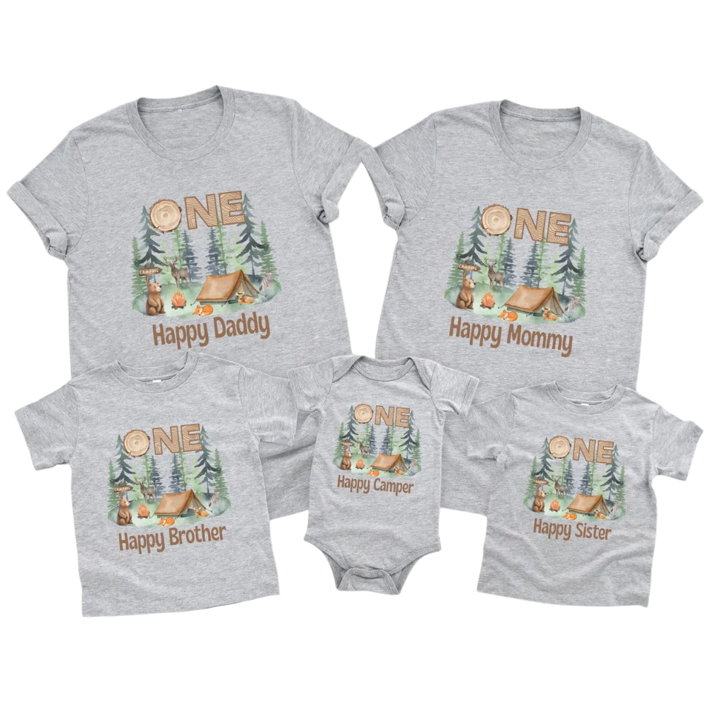 Personalized One Happy Camper First Birthday Family Matching T Shirt, Custom Camping 1st Birthday Shirts For Family ET1169