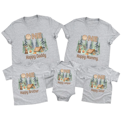 Personalized One Happy Camper First Birthday Family Matching T Shirt, Custom Camping 1st Birthday Shirts For Family ET1169