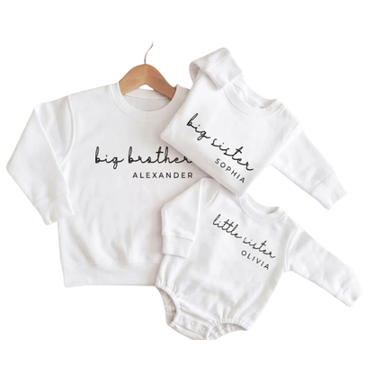 Big Sister Big Brother Custom Name Matching Sweatshirt, Personalized Baby Announcement Sibling Sweatshirt ET1408