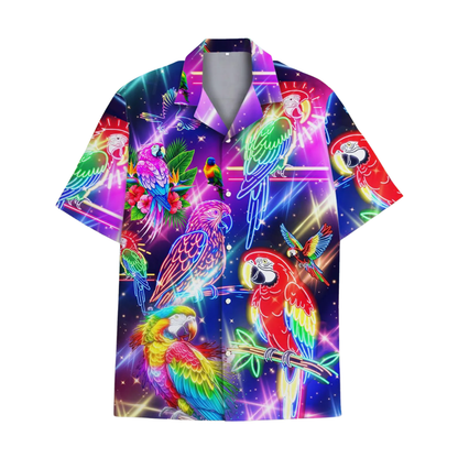 Neon Parrot Hawaiian Shirt Men Women, Tropical Parrot Hawaiian Shirts HE0352