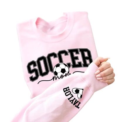 Custom Soccer Mom Sweatshirt With Kids Name On Sleeve, Custom Soccer Mama Sweatshirt 2D0509