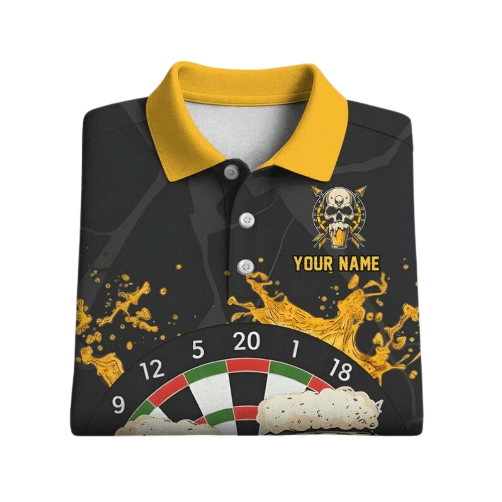 Aim For Fun Drink For Cheers Custom Skull Beer Dart Men's Polo Shirt, Custom Funny Beer Darts Team Shirts DE0091