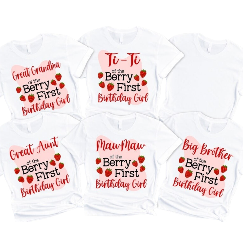 It's My Berry First Birthday Custom Matching 1st Birthday Family T Shirts, Personalized First Birthday Strawberry Shirts For Family ET0360