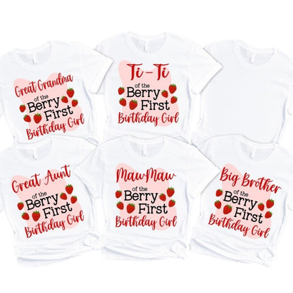 It's My Berry First Birthday Custom Matching 1st Birthday Family T Shirts, Personalized First Birthday Strawberry Shirts For Family ET0360