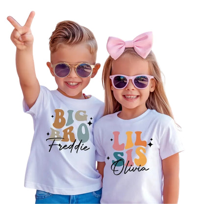 Big Bro Lil Sis Custom Name Matching Sibings T Shirts, Custom Matching Brother And Sister Family Shirts ET0223