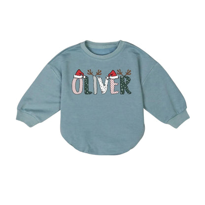 Custom Name Baby Christmas Romper Sweatshirt, Personalized Christmas Baby Romper Sweatshirt BB0204
