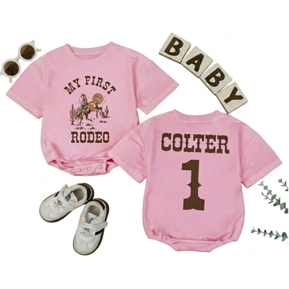 Personalized My First Rodeo Baby Bubble T Shirt Bubble Romper, Custom Cowboy Baby 1st Birthday Romper BB0202
