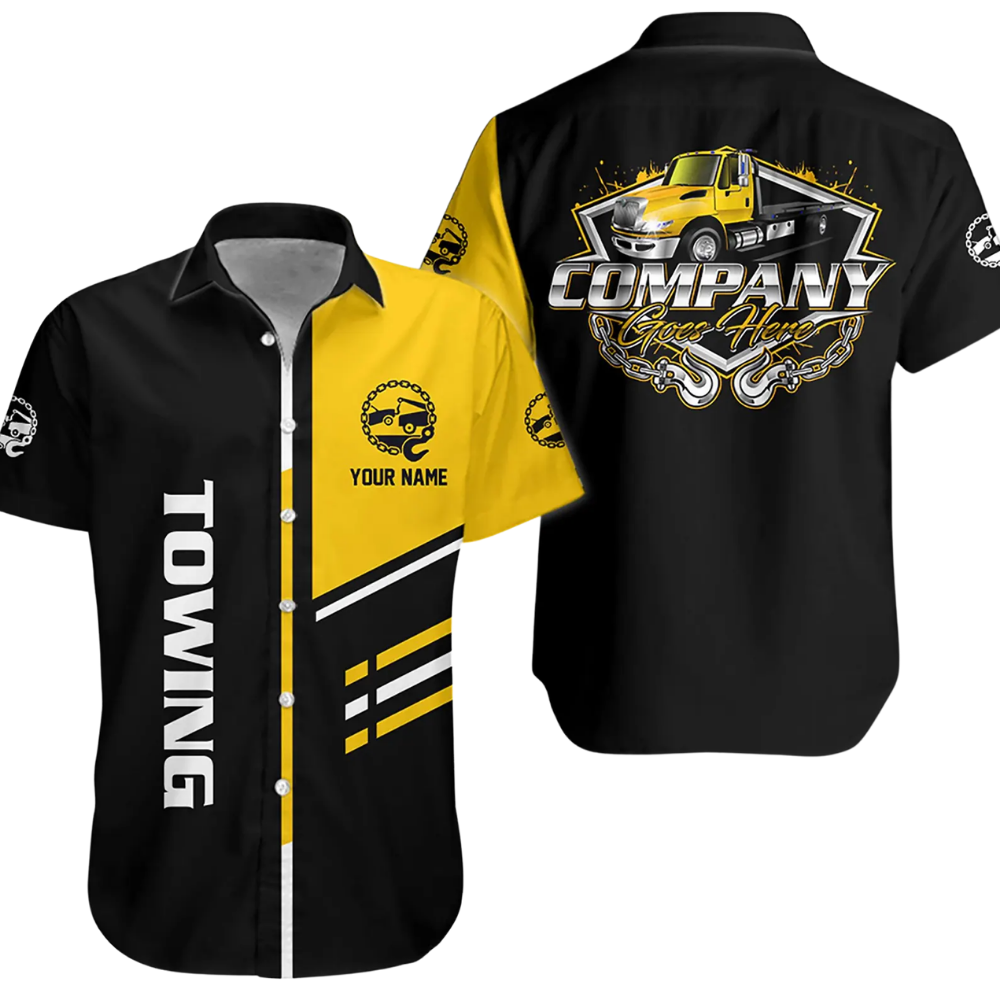 Custom Tow Truck Company Hawaiian Shirt Men, Personalized Truck Mechanic Uniforms HE0676