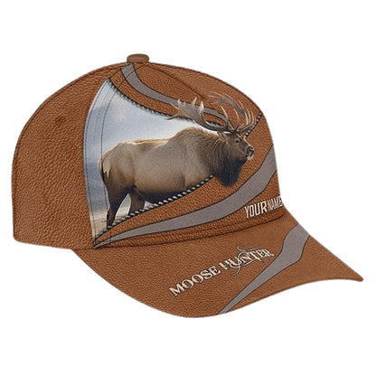 Custom Name Moose Hunter 3D Baseball Cap, Custom Moose Hunting Caps Hats CP0196
