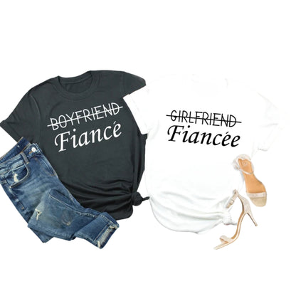 Fiance Fiancee Matching Engagement T Shirt For His And Her, Matching Wedding Couple T Shirts ET0817