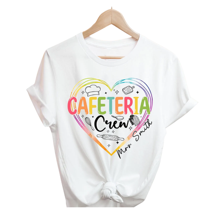 Custom Cafeteria Crew Heart Matching T Shirt, Personalized Cafeteria Lunch School Shirts ET1058