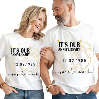 It's Our Anniversary Custom Husband And Wife Matching T Shirts, Personalized Wedding Anniversary Couple Shirts ET0911
