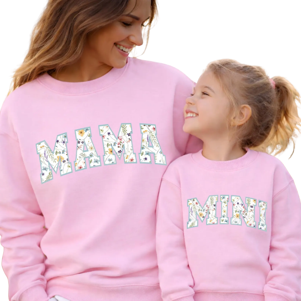 Wildflower Mama And Mini Matching Sweatshirt, Floral Mother Daughter Sweatshirts ET1375