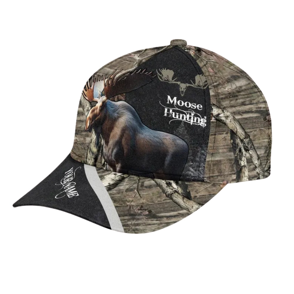 Custom Name Moose Hunting Baseball Cap, Custom Deer Hunting Hats Caps CP0010