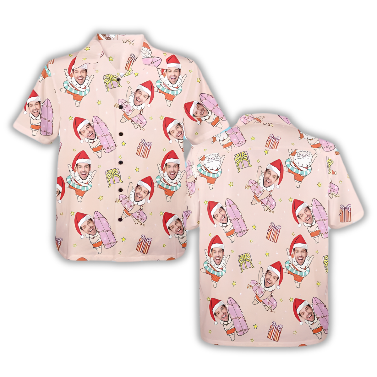 Custom Photo Christmas Tropical Hawaiian Shirt For Men Women, Custom Funny Faces Christmas Hawaiian Shirt HE0880