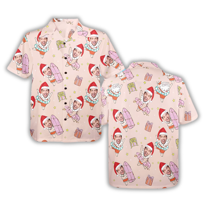Custom Photo Christmas Tropical Hawaiian Shirt For Men Women, Custom Funny Faces Christmas Hawaiian Shirt HE0880