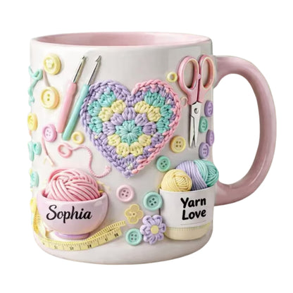 Custom Crochet 3D Printed Coffee Mug, Custom Crochet Lovers Mug ET0061