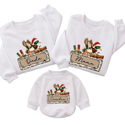 Mallard Duck Christmas Custom Family Sweatshirt Matching, Custom Duck Hunting Xmas Sweatshirt For Family ET1702