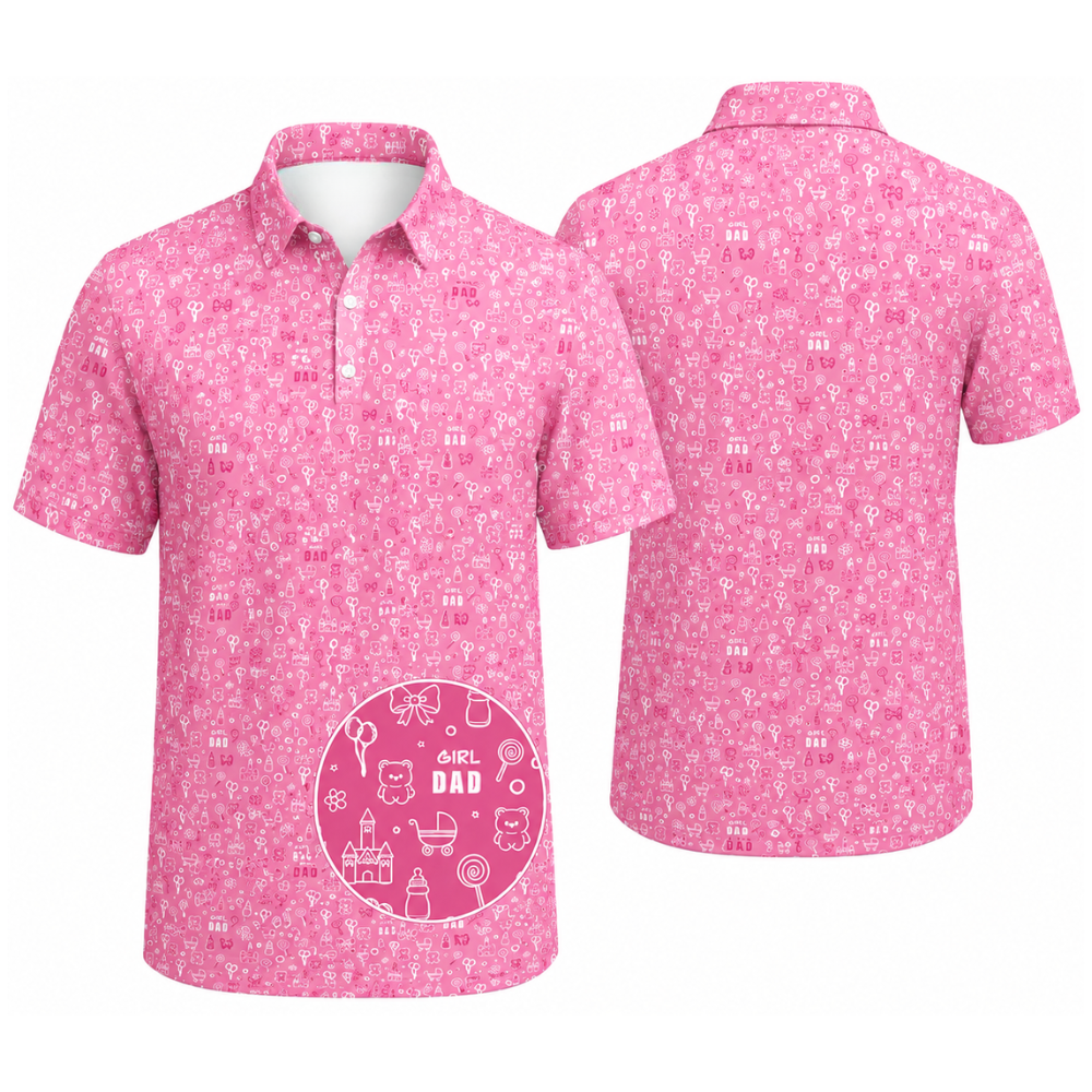 Girl Dad Navy Golf Polo Shirt For Men, Father's Day Golf Shirts For Dad With Daughter GE0455