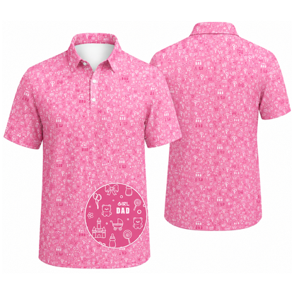 Girl Dad Navy Golf Polo Shirt For Men, Father's Day Golf Shirts For Dad With Daughter GE0455
