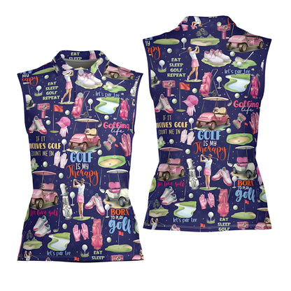 Golf Is My Therapy Born To Play Golf Women's Golf Polo Shirt, Funny Golf Shirt Women GE0252