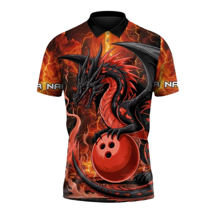 Custom Dragon Thunder Bowling Polo Shirts Mens, Custom Dragon Bowling Shirts For Team BZ1050
