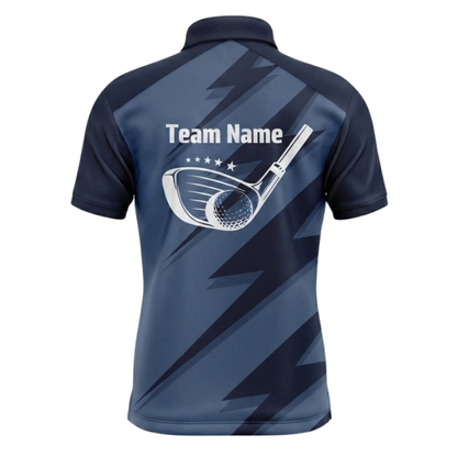 Custom Blue And Black Golf Team Polo Shirt Mens, Custom Golf Shirts GZ0324