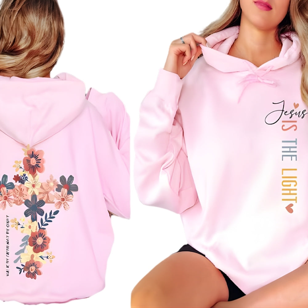 Jesus Is The Light Floral Hoodie For Women, Floral Cross Christian Hoodie 2D0322
