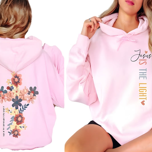 Jesus Is The Light Floral Hoodie For Women, Floral Cross Christian Hoodie 2D0322