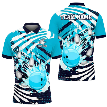 Men's Custom Team Red Black White Bowling Polo Shirt, Custom Bowling Team Shirt BZ0720