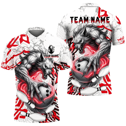 Werewolf Custom Bowling Polo Shirt For Men, Custom Wolf Team Bowling Shirt BZ0723