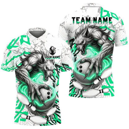Werewolf Custom Bowling Polo Shirt For Men, Custom Wolf Team Bowling Shirt BZ0723