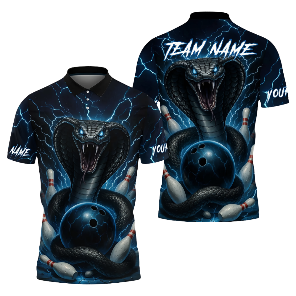 Custom Cobra Snake Bowling Polo Shirt For Men, Custom Snake Team Bowling Shirts BZ0725