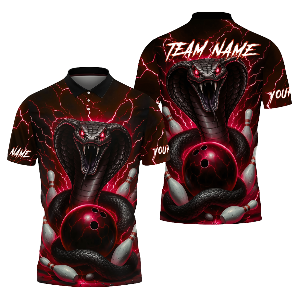 Custom Cobra Snake Bowling Polo Shirt For Men, Custom Snake Team Bowling Shirts BZ0725