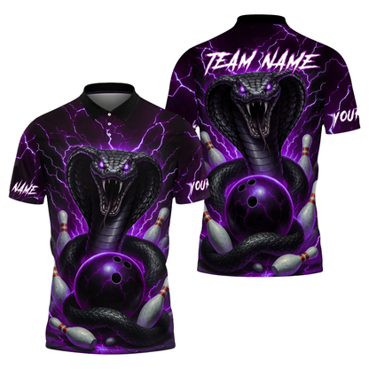 Custom Cobra Snake Bowling Polo Shirt For Men, Custom Snake Team Bowling Shirts BZ0725