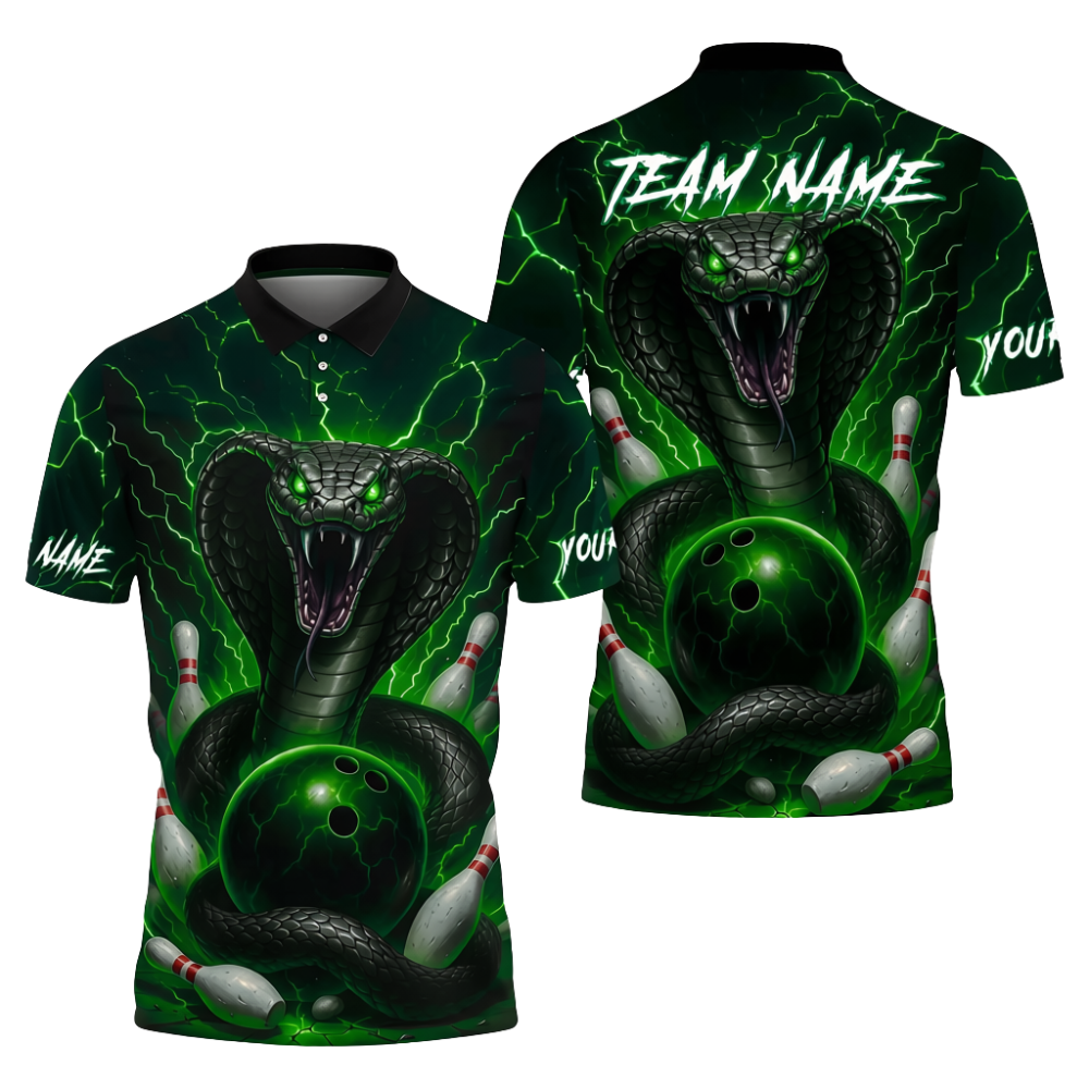 Custom Cobra Snake Bowling Polo Shirt For Men, Custom Snake Team Bowling Shirts BZ0725