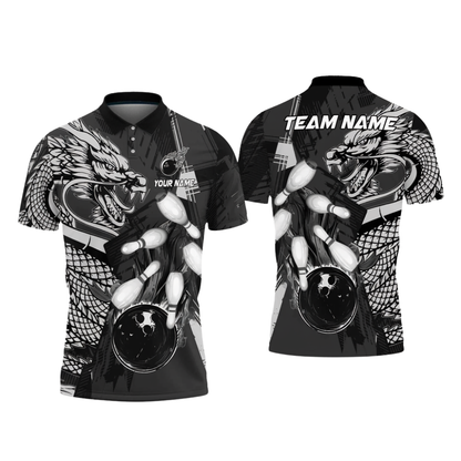 Custom Mens Dragon Bowling Polo Shirt, Custom Dragon Team Bowling Shirts BZ0726