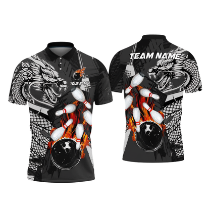 Custom Mens Dragon Bowling Polo Shirt, Custom Dragon Team Bowling Shirts BZ0726