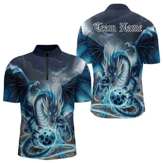 Dragon Thunder Custom Mens Bowling Jersey, Custom Dragon Bowling Shirts For Team BZ0727