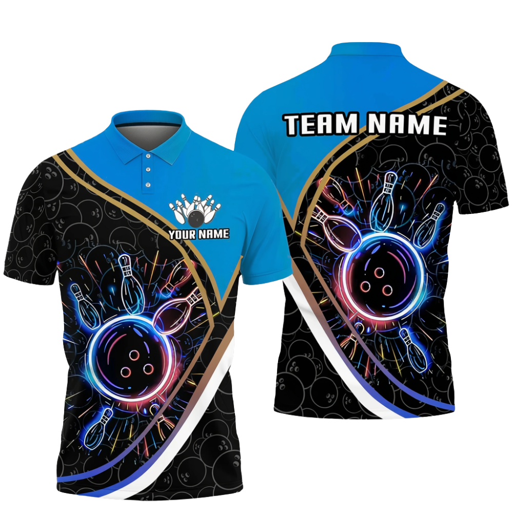 Custom Mens Neon Bowling Team Polo Shirt, Custom Bowling Shirts BZ0729