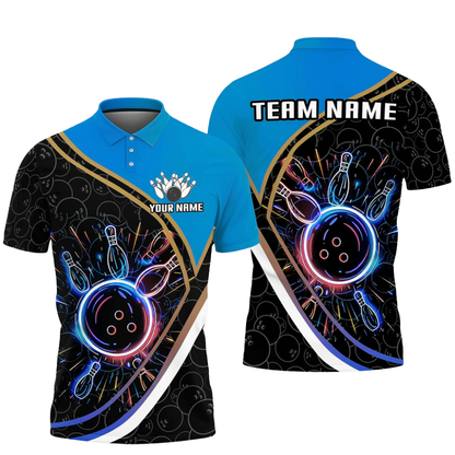 Custom Mens Neon Bowling Team Polo Shirt, Custom Bowling Shirts BZ0729